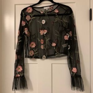 Black Floral Mesh Crop Top - Nordstroms